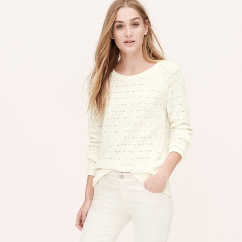 NWT Loft Wavy Pointelle Sweater